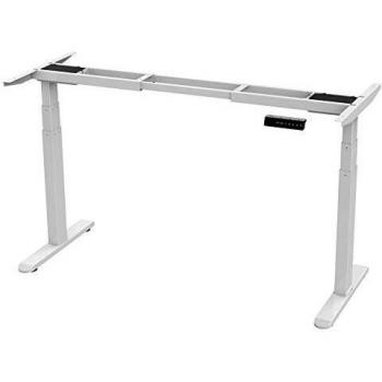 AIMEZO Escritorio de la computadora Escritorio Ajustable Escritorio de pie 3 sección Patas telescópicas de Acero 4 Controlador de Memoria Digital Capacidad de cargamento 120kg Blanco