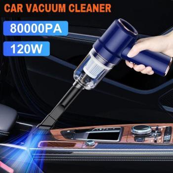 Aspirador de coche inalámbrico 2 en 1 de alta potencia 80000pa con duster de aire - Set de 8 piezas color negro