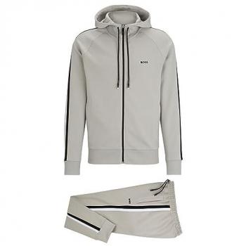 Chándal BOSS para hombre 50494092, regular, cinta de rayas gris, XXL, casual, algodón, manga larga