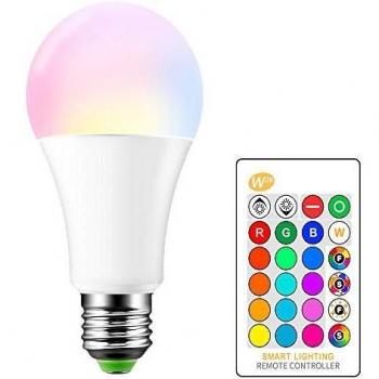 15W RGB Led Bombilla, E27 2700K Blanco Cálido y RGBW 16 Colores que cambia las bombillas LED Regulable Flash, Bar de fiesta decorativo Iluminación