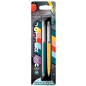 Pack 2 Bolígrafos Jotter Originals Glam Parker Amarillo y Azul Pavo Real