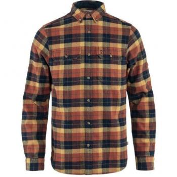 Camisa de Flanela Pesada Fjällräven Singi Manga Larga Hombre Marrón Azul Rojo - XXL