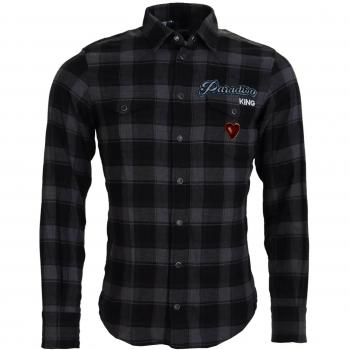 Dolce & Gabbana Black Gray Check Men Long Sleeves Shirt - IT39 | S, Multicolor, Size: M
