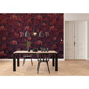 Papel pintado no tejido panorámico Komar Tulipe, 400x280 cm (ancho x alto), color rojo