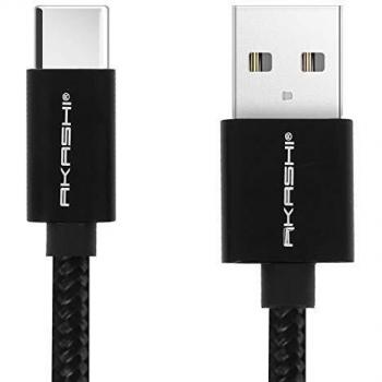 Akashi Cable de Conexión USB-A a USB-C Tipo C, 1m, Color Negro