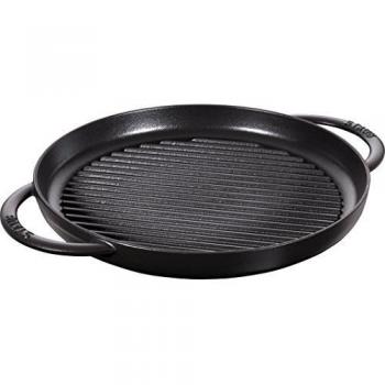 STAUB Grillpfanne rund 30 cm Grill Doble asa Redondo, Hierro Fundido, Negro Mate