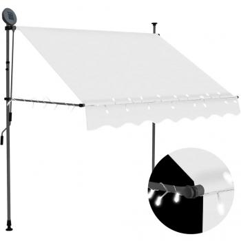 vidaXL Manual Retractable Awning with LED 150 cm Cream