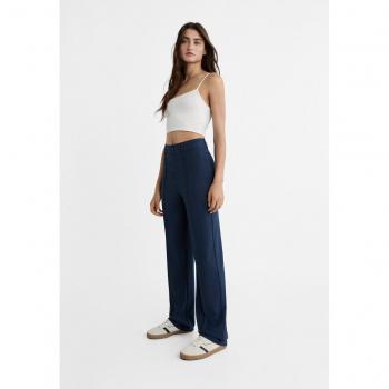 Stradivarius Smart Trousers with Seam Detail in Navy Blue