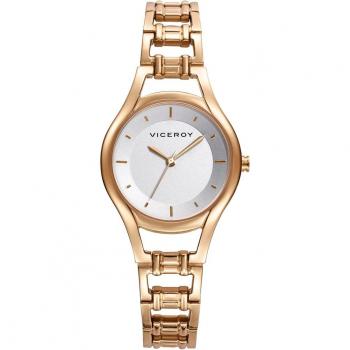 Viceroy - Reloj de mujer Air tres agujas de acero Ip dorada y esfera blanca