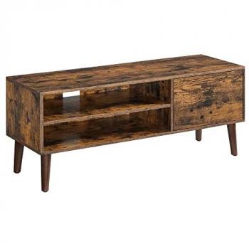Mueble de TV VASAGLE LTV120T01, Mesa de TV para televisores de hasta 55 pulgadas, Largo de 120 cm, Centro de Entretenimiento, diseño de mediados de siglo, disponible en marrón rúst
