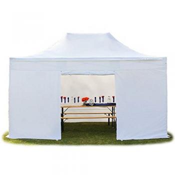 Carpa Plegable TOOLPORT 3x4,5m Profesional Aluminio 40mm Ignífuga con Laterales Blancos