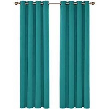 Deconovo Cortina para Habitación Opaca y Tétmica Aislante con Ojales para la Cocina 2 Piezas 140 x 260 cm Turquesa