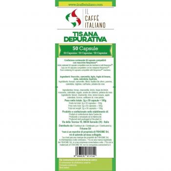 50 Cápsulas de Tisana compatibles Nespresso sabor Tisana Purificadora , 50 Cápsulas compatible con maquinas Nespresso, Paquete de 5x10 por un total de 50 Capsules, 50 cápsulas tisana, Il Caffè italiano