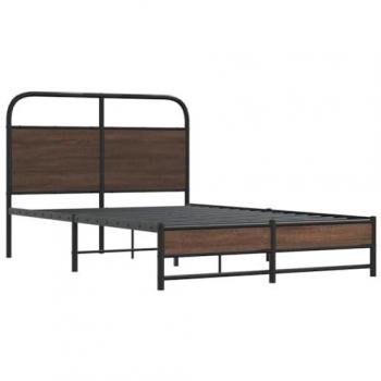 Estructura de Cama Sin Colchón 120x190 cm Madera Compensada Color Roble Marrón