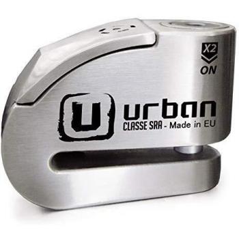 urban UR14S Candado Antirrobo Moto Disco con Warning y Alarma 120dba, Alta Seguridad Homologado CLASSE Sra, Doble Cierre 14 mm, Acero Inoxidable, Made in EU