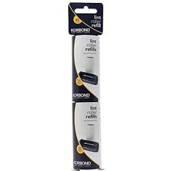 Korbond Pack de 2 recambios para rodillo quitapelusas, elimina pelusas, polvo y pelo de mascota, para ropa, muebles y alfombras, 42 hojas perforadas de papel adhesivo, 6 m