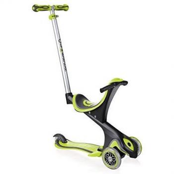 Patinete de 3 ruedas Globber Go Up 5 en 1, color verde lima/gris oscuro, con asiento para niños de 15 a 9 años