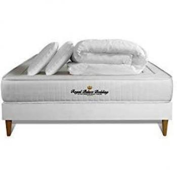 Pack Colchón y Sommier 200x200 cm con Muelles Ensacados, Viscoelástica, 2 Orejeros y Edredón Blanco