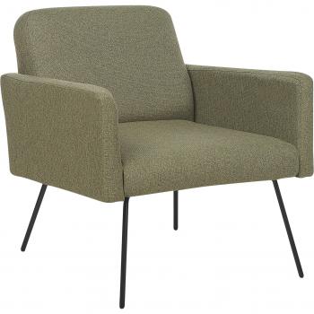 Sillón Retro Moderno Verde Oliva con Patas Estilizadas de Metal Negro Narken