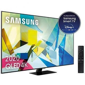 Samsung QLED 2020 55Q80T - Smart TV de 55\ 4K UHD, Direct Full Array HDR 1500, Inteligencia Artificial, HDR 10+, Ambient Mode+, One Remote Control y Asistentes de Voz integrado, con Alexa integrada