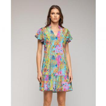 Niza - Vestido camisero corto con diseño abstracto