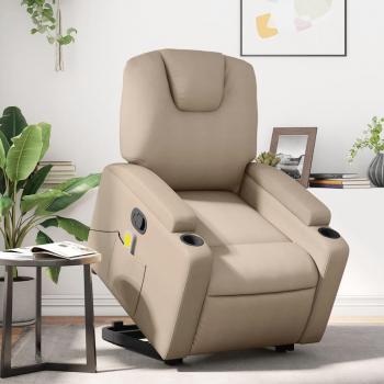 Sillón de masaje reclinable color capuchino de cuero artificial con función de reclinado y masaje