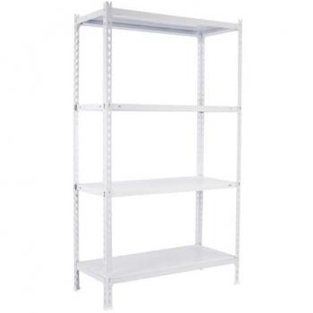 Estantería Metálica ECOCLICK PLUS 4/300 Blanco, 150x100x30 cm, 3 Baldas, Acero Galvanizado, Capacidad de Carga 70 kg