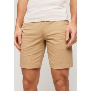 Pantalones cortos chinos elásticos beige Superdry para hombre