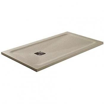 GME Plato de Ducha Carga Mineral Hidden con Enmarcado Oculto, 160 cm Longitud x 80 cm Anchura, Beige