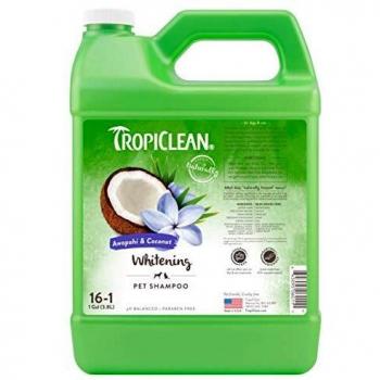 TROPICLEAN Champú para Mascotas - Whitening - Ilumina, Hidrata, Acondiciona la Piel y el Manto I para Perros y Gatos I Libre de Parabenos, Jabón - Awapuhi y Coco, 3,78 L