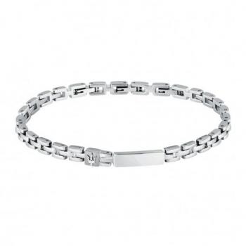 Pulsera de acero plateada para hombre Maserati, longitud 21,5 cm, colección ICONIC - JM324AVD57