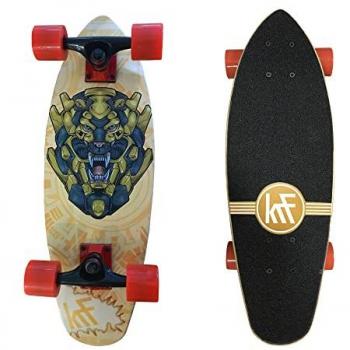 Skateboard KRF Cruiser Lion Mech - diseño urbano, colores negro, amarillo y rojo, tipo cruiser