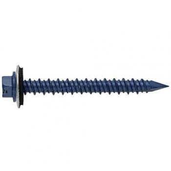 Index HE1665125 - Tornillo hormigon cabeza hexagonal punta diamante galvanizado azul con arandela P-16 6,5 x 125