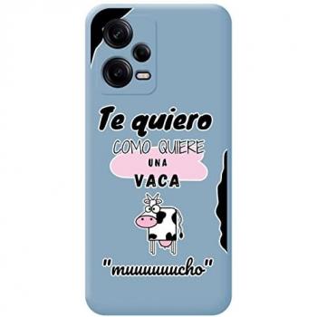 Funda Silicona Líquida Azul para Xiaomi Redmi Note 12 Pro+ Plus 5G con Diseño de Vaca