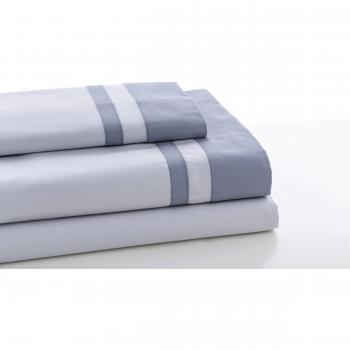 ESTELA - Juego de sábanas Lisos Marbella Color Perla-Acero - Cama de 180 cm