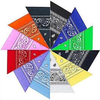PITAYA 12pcs Pañuelos Bandanas,Multicolor bandanas con estampado para Cabeza y Cuello,Multifuncional Pañuelos Bandanas para Hombre y Mujer
