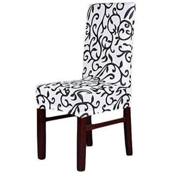 ninetonine elástico extraíble lavable corto silla de comedor asiento Protector de funda protectora para Hotel, comedor, ceremonia, etc., White&Black, 1 pieza