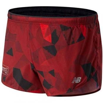 New Balance London Edition Printed Impact Run 3 In Split Shorts, Neo Crimson, L Mens