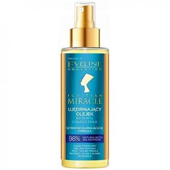 EVELINE COSMETICS Milagro Egipcio Aceite Reafirmante Intenso para Busto y Cuerpo Reduce las Estrías Celulitis Rápida Absorción 98% Composición Natural Fórmula Vegana 150ml