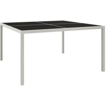 Mesa de jardín de acero y vidrio gris 130x130x72 cm