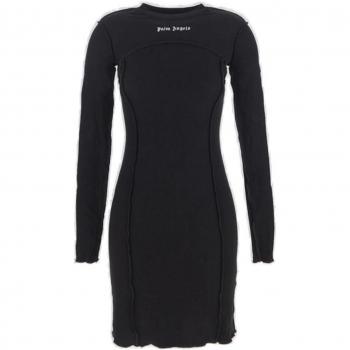 Vestido Corto de Algodón con Logo Palm Angels en Negro - Talla S