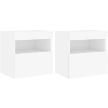 Estante para TV de pared multimedia con luces LED, 2 piezas, 40 x 30 x 40 cm, color blanco