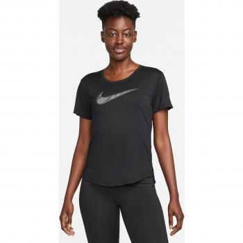 Camiseta de running de mujer Nike Dri-FIT Swoosh - Manga corta - Negro - Talla S (EU 36-38)