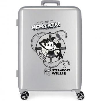 Disney 100 Mickey Steamboat Maleta Mediana Rígida ABS Gris 70cm 81L