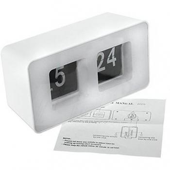 Sonline Blanco unico Retro Auto Voltear Reloj Cubo Escritorio Tabla pared de la cocina del diseno simple moderno