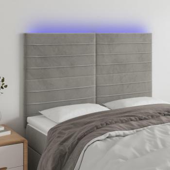 Cabecero LED Terciopelo Gris Claro 144x5x111/128 cm con Luces Integradas