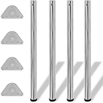 vidaXL 4x Patas para Mesa Regulables en Altura Hierro Fuerte Cromado 870 mm