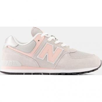 New Balance 574 Kids' Casual Sneakers - Grey/Pink, Suede/Mesh, Size 38