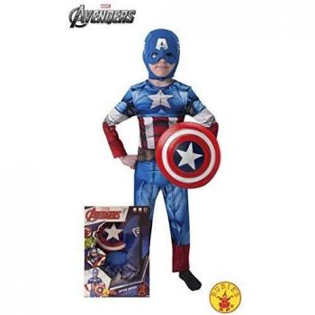 Avengers - Disfraz de Capitán América con escudo para niños, infantil 5-6 años