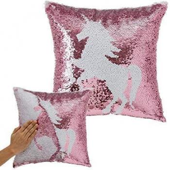 Cojín Unicornio Moderno Rosa de Lentejuelas de 40x40 cm - LOLAhome